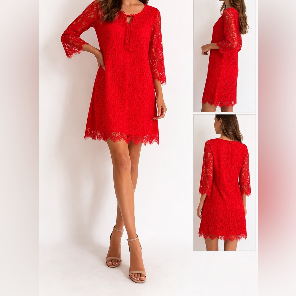 David Bitton Dress red lace size PS NWT - Picture 3 of 16